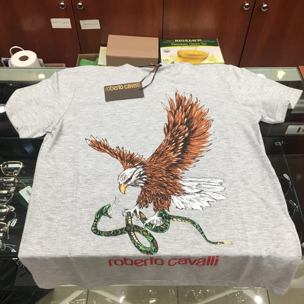Roberto Cavalli graphic T-shirt eagle and snake. M